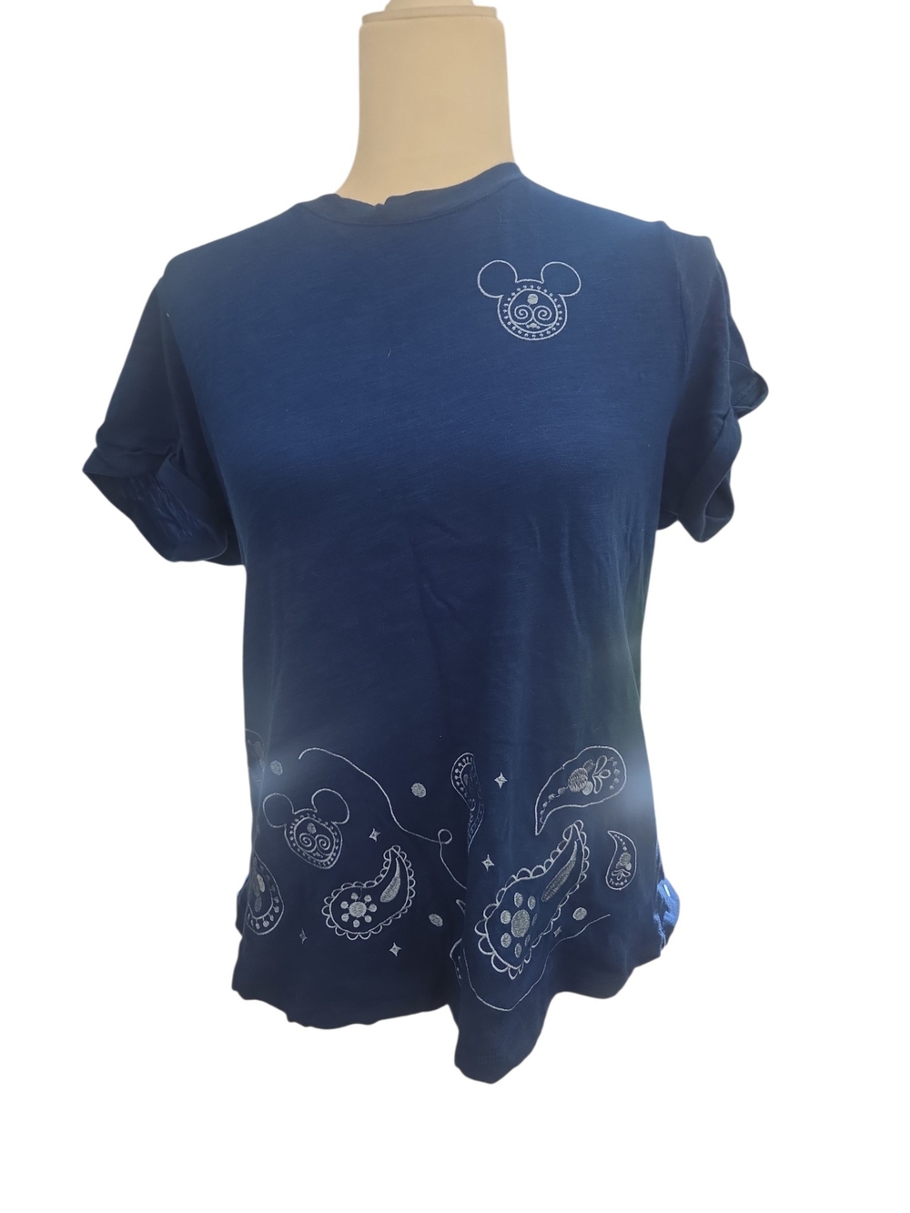 Disney Navy Blue Paisley Mickey Short Sleeve Tee